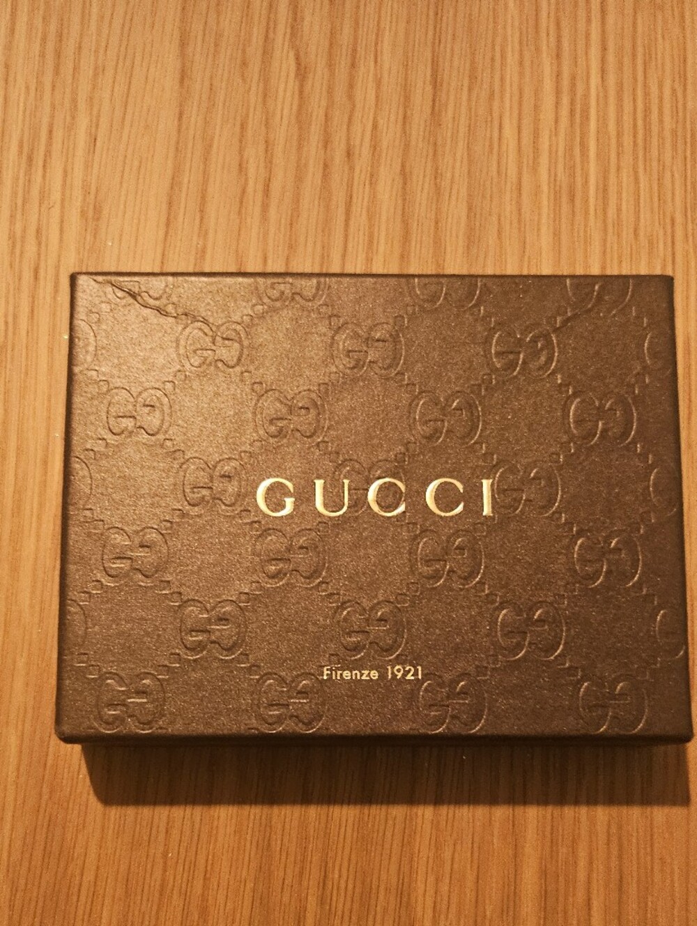 Gucci Brown Embossed Logo Box with Gold Lettering
